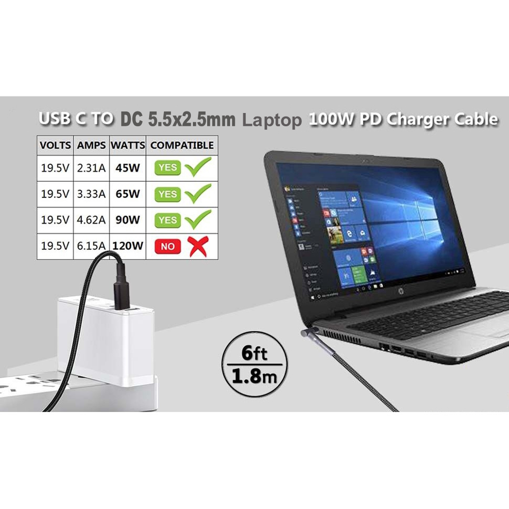 100W Tip C 5.5x2.5mm Erkek Dön - Laptop Lock Cable incelemesi ve fiyatı